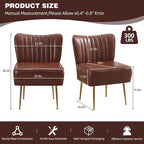 Modern Leather Accent Chairs Set of 2, Vintage Slipper Chair - Image 2