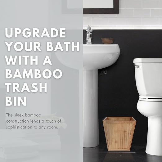 ToiletTree Products 100% Bamboo Wooden Wastebasket Trash Can - Image 2