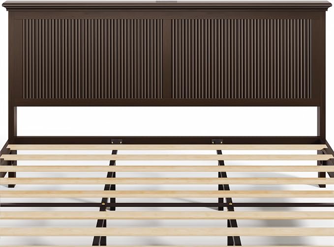 Lifezone King Bed Frame with Headboard, Solid Wood Bed Frame King Size with - Image 12