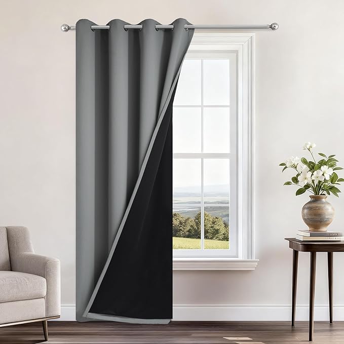 Yakamok Grey Blackout Curtains 96 Inches Long by Yakamok
