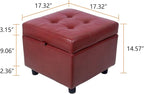 H&B Luxuries Tufted Leather Square Flip Top Storage Ottoman Cube Foot Rest - Image 3