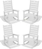 SERWALL Outdoor Rocking Chair Set of 4, Oversized HDPE Patio Rocking Chair by SERWALL