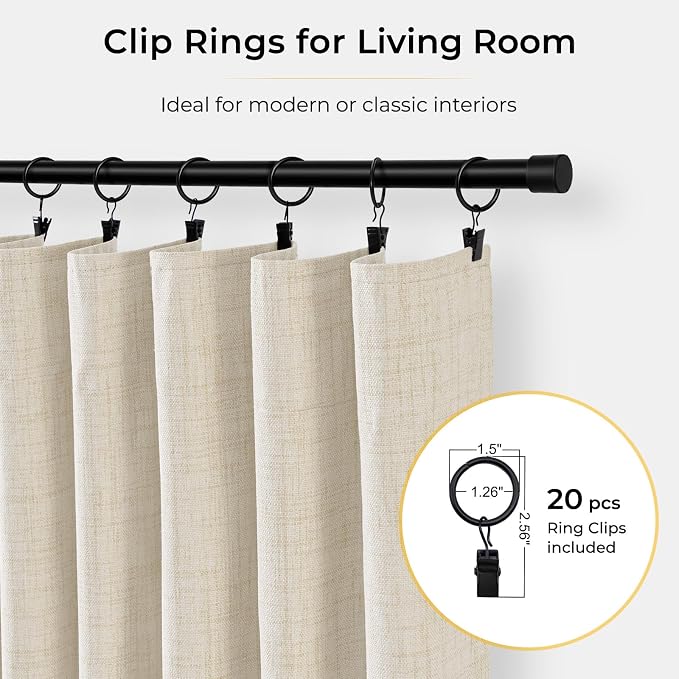 INOVADAY Linen Textured 100% Blackout Sliding Door Curtains 102x90 Cream | 1 - Image 5