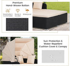 COSTWAY Outdoor Daybed with Retractable Canopy, Patio Rattan Daybed with - Image 5