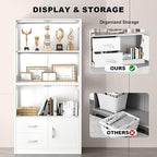 Display Cabinet with Glass Doors, 4-Tier Display Case with 3-Color Lights & - Image 4