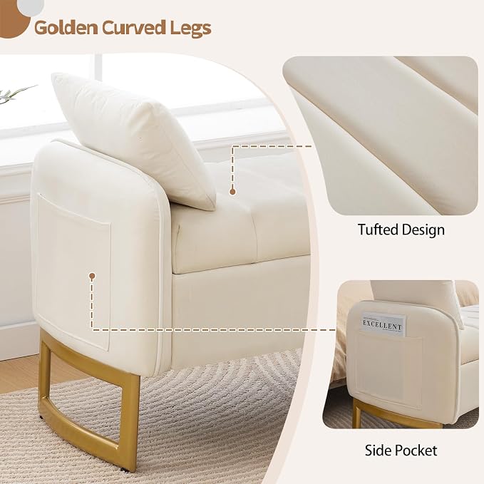 End of Bed Storage Bench, Storage Ottoman Bench - Image 4