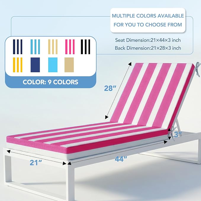 L'AGRATY Outdoor Lounge Chaise Cushion: 72x21x3 Inch Waterproof Lounge Chair - Image 2