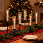 Black Hurricane Glass Candle Holders Set of 6, Tall Metal Taper Candle Stick by Batoslee