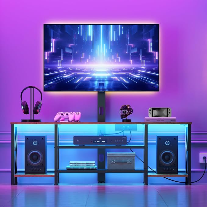 HOOBRO TV Stand with Mount and Power Outlet, LED Entertainment Center with - Image 6