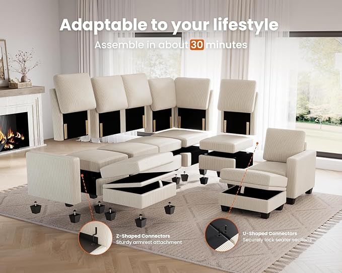 CHIC HOUSE Modular Sectional Sofa - Image 4