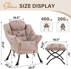 Welnow Lazy Chair with Ottoman, Modern Reading Accent Chair with Armrests and a - Image 3