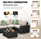 JOYURE 6 Pieces Patio Furniture Set All-Weather Outdoor Wicker Sectional - Image 7