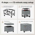 ABHENG Chenille Cover Steel Frame Ottoman - Image 4
