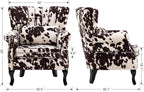 Cow Print Accent Chair Modern Velvet Armchair Tufted Wingback Club Chair Single - Image 3