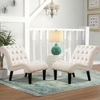 Accent Chairs Set of 2 Mid Century Modern Tufted Upholstered Chair - Image 8