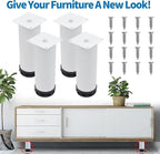 6 Inch Metal Furniture Legs Stainless Steel Adjustable Legs White Metal Legs - Image 3