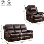 EBELLO Faux Leather Power Living Room Furniture Set, Included 2 Reclining 1 - Image 2