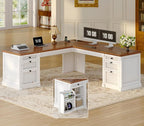 SEDETA L Shaped Desk with 4 Drawers, Corner Computer Desk with Power Strip by SEDETA