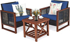 Tangkula 3 Pieces Patio Wicker Furniture Set, Rattan Outdoor Sofa Set by TANGKULA