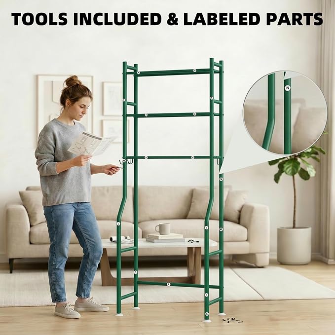 GloTika 3-Tier Over Toilet Storage - 150lb Total Capacity Metal Bathroom - Image 8