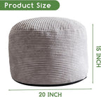 HIGOGOGO Round Stuffed Pouf Ottoman, Corduroy Poufs - Image 2