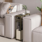 Leomonio Green Side Table with Charging Station, Slim End Tables with Linen - Image 4