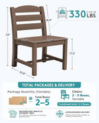 SERWALL Outdoor Armless Dining Chairs Set of 4, All-Weather HDPE Patio Dining - Image 2