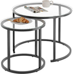 aboxoo Gold Nesting Coffee Table Set of 2, Small Glass Round Nesting Tables - Image 9