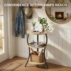Small Round Side Table with Charging Station, 3-Tier Waist Circular End Table - Image 8