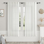 Off White Linen Curtains 63 inches Long by Nanspring