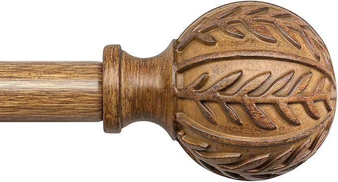 QDWIS Boho Wood Curtain Rods for Windows 48 to 84 inch, Rustic Decorative by Unknown
