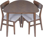 P PURLOVE Modern 3 Piece Table Set, Triangular Table and 2 Curved Wood Chairs - Image 9