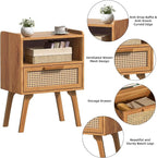 Lerliuo Rattan Nightstands Set of 2, Side Table - Image 7