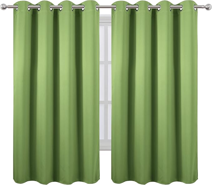 Blackout Curtains 52 x 63 inch/Light Green Curtains Set of 2 Panels/Thermal - Image 2