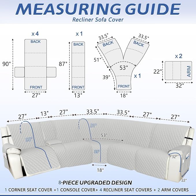 Arfntevss Recliner Sectional Couch Covers 1OO% Waterproof L Shape Sofa Cover - Image 2