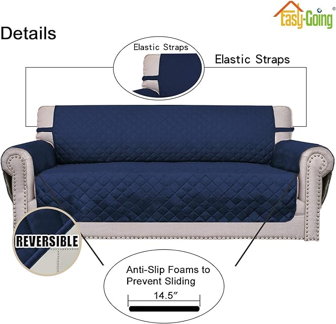Easy-Going Reversible Couch Cover, 3 Cushion Sofa, Water Resistant Furniture Mat - Image 3