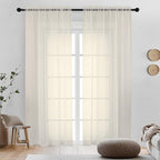 Cream Sheer Curtains 72 Inches Long 2 Panels by OVZME