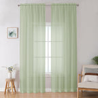 Sheer Curtain 96 Inch Long 2 Panels Set, Light Filtering Clear Rod Pocket Soft by OWENIE