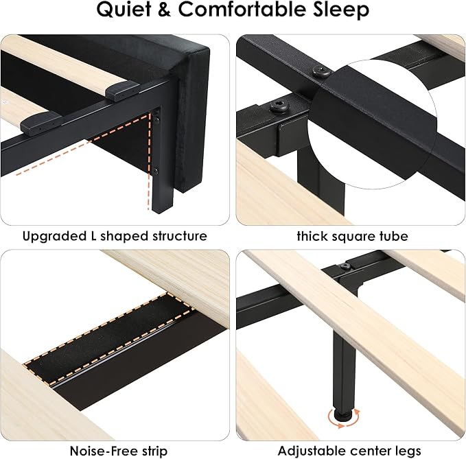 King Size Bed Frame 54" Tall Headboard - Image 6