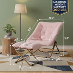 Tiita Folded Chair with Straight Ottoman, Soft Faux Fur Oversized Folding - Image 3