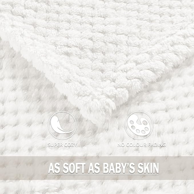 Exclusivo Mezcla Soft Waffle Fleece Bed Blanket Twin XL Size, Cozy Fluffy Design - Image 9