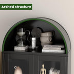 73" Black Metal Arched Display Cabinet - Image 5