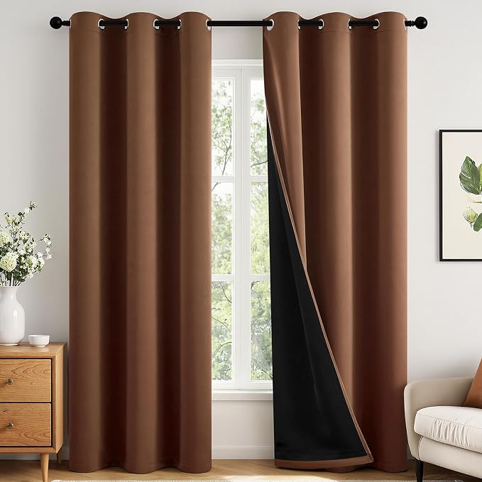 MIULEE Mocha Brown 100% Blackout Curtains by MIULEE