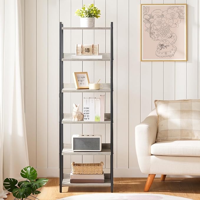 HOOBRO Bookshelf, 6-Tier Industrial Bookcase, Book Shelf Storage Organizer - Image 9