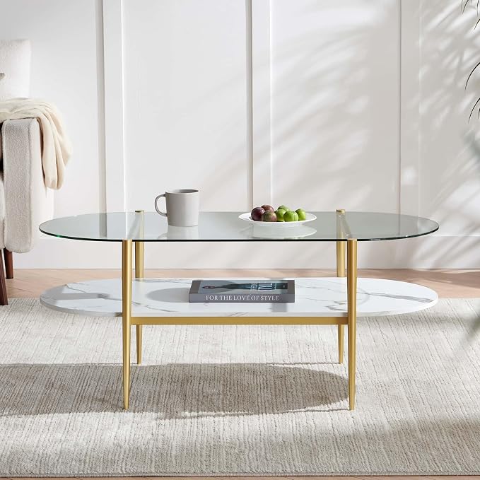 LumFurn Oval Coffee Table, Mid-Century Modern Design, L41 x W21 x H17 inch - Image 5