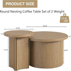Mxtxmy Set of 2 Nesting Coffee Tables Farmhouse, Round Coffee Table Living Room - Image 2