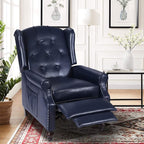 Wingback Recliner Chair with Massage and Heat, Tufted PU Leather Push Back - Image 8