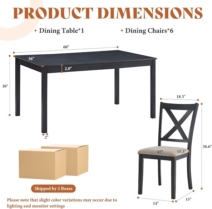 AMERLIFE 7-Piece Farmhouse Dining Table Set - Image 2