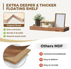 17x8x1.6 inch Floating Shelves Set of 2 – Solid Wood Rustic Brown Wall Mounted - Image 3