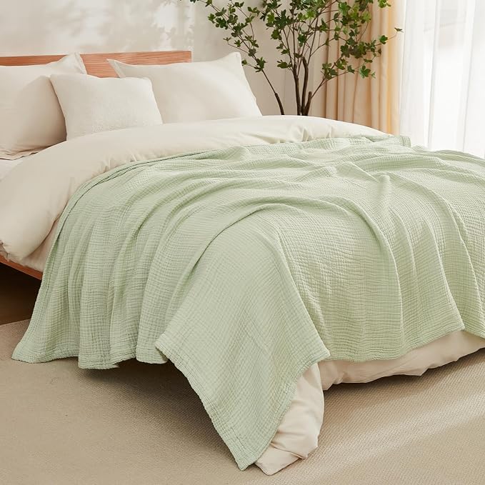 EMME Muslin Blankets for Adults Throw Blanket for Couch Breathable Gauze Soft - Image 5